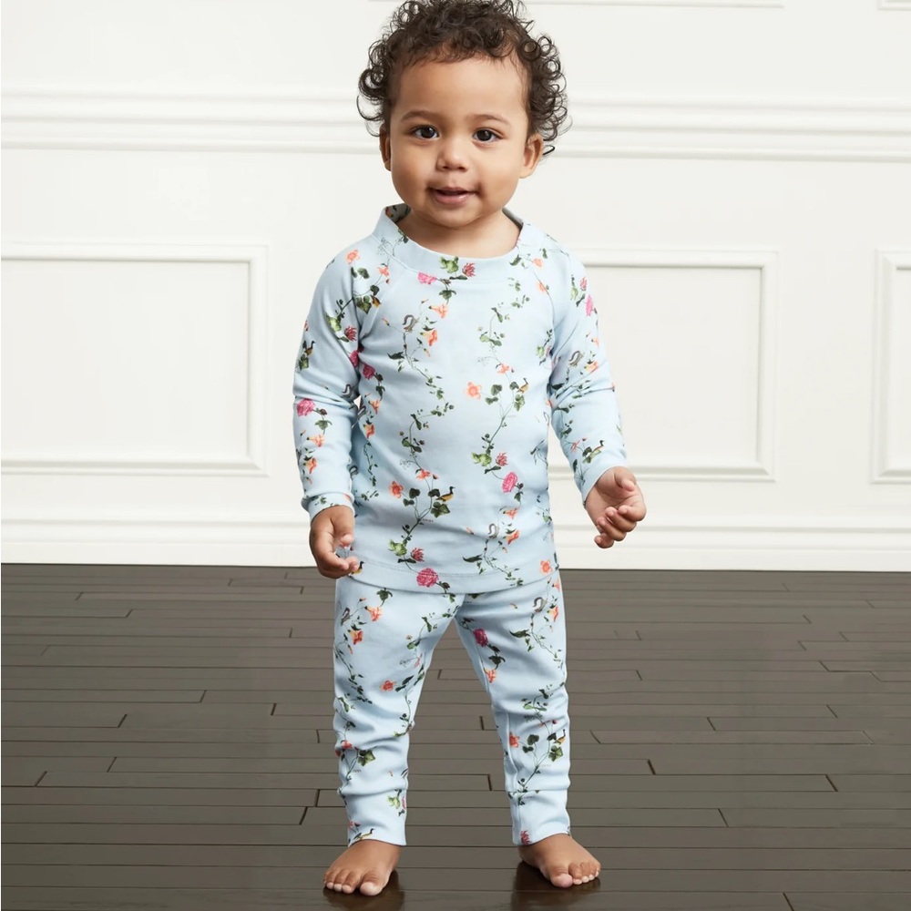 NWT Hill House Tiny PJ Set in Pond Floral, Size 3-6 Months
